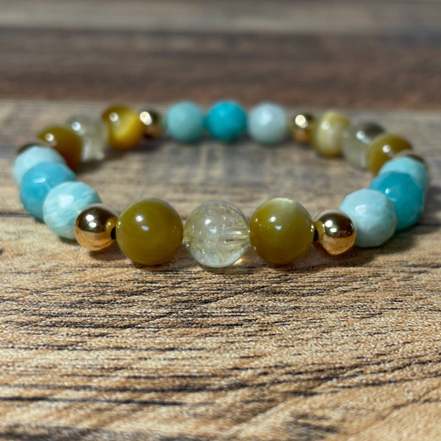 ABUNDANCE & CAREER | Crystal Bracelet | Amazonite, Golden Tiger Eye & Citrine