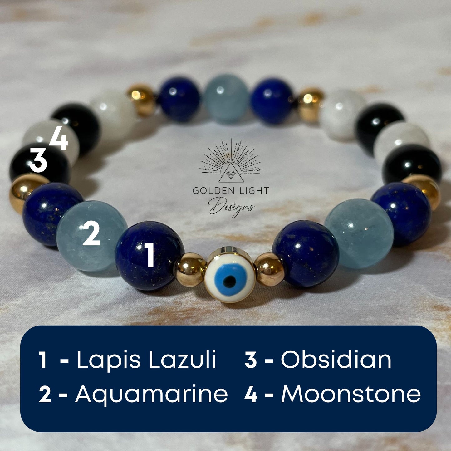 EVIL EYE | Crystal Bracelet | Obsidian & Lapis Lazuli