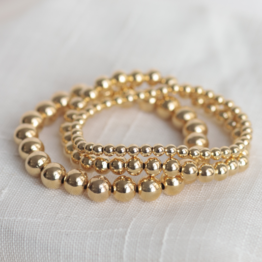 GOLDEN LIGHT Bracelets | 14K Gold-Filled Stackable Bracelets | 4mm 6mm 8mm