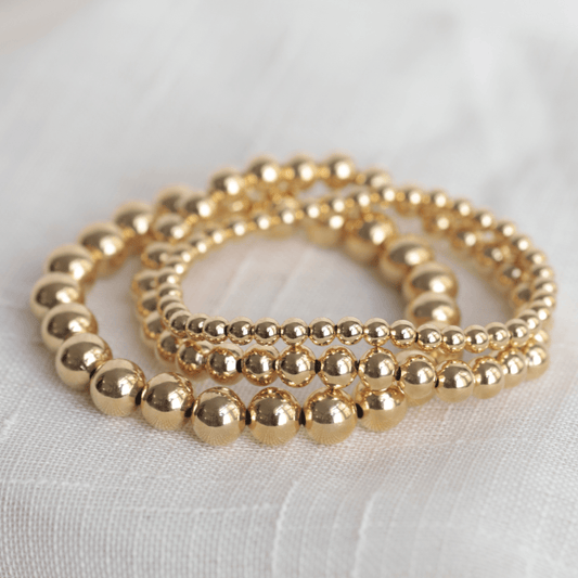 GOLDEN LIGHT Bracelets | 14K Gold-Filled Stackable Bracelets | 4mm 6mm 8mm