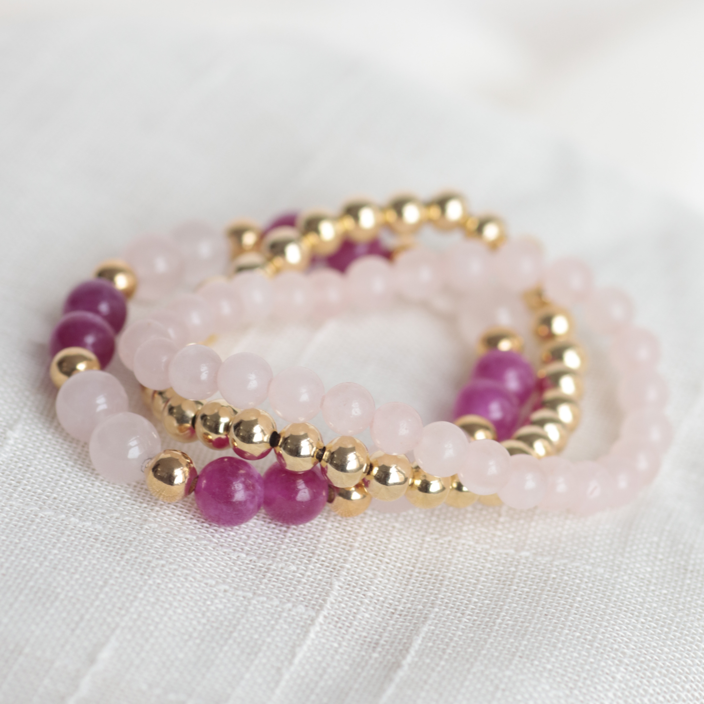 PINK SELF-LOVE STACK| Barbie-Inspired | Crystal Bracelet Stack | Pink Tourmaline & Rose Quartz