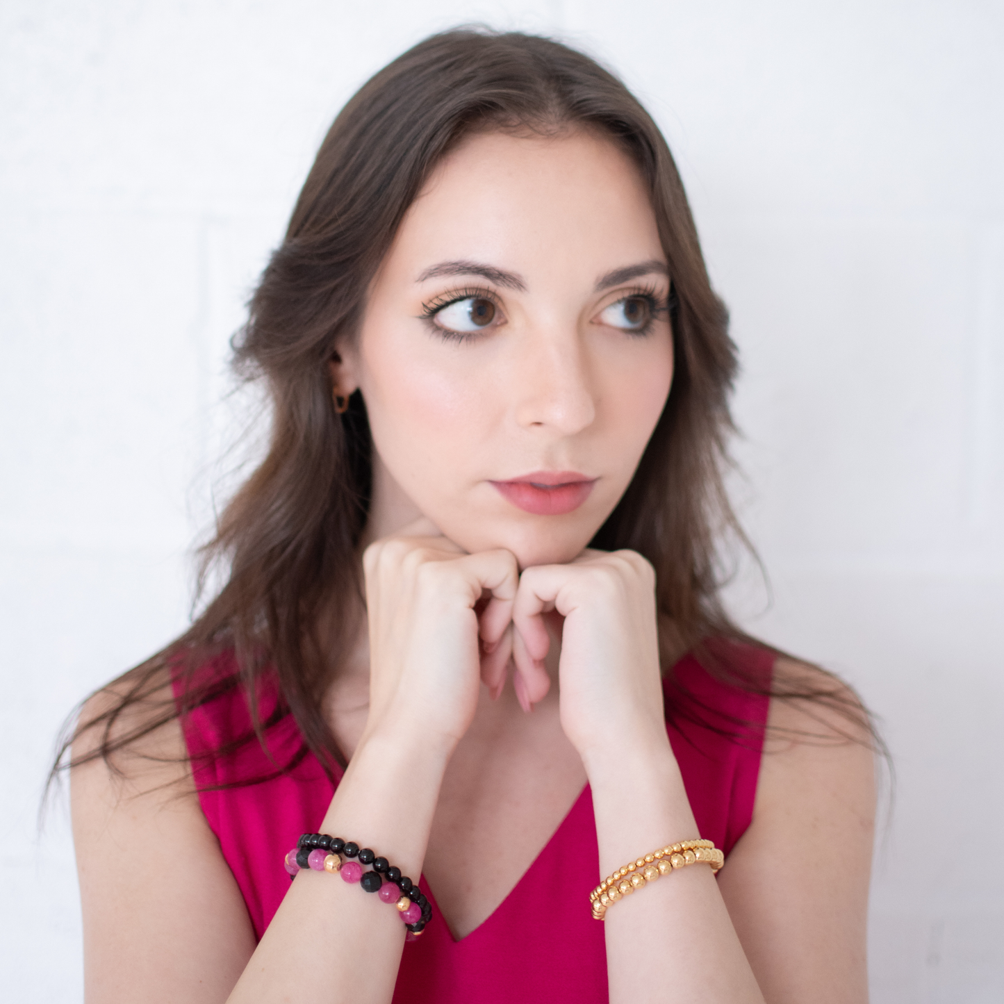 PINK POSITIVE VIBES STACK | Barbie-Inspired | Crystal Bracelet Stack | Pink & Black Tourmaline